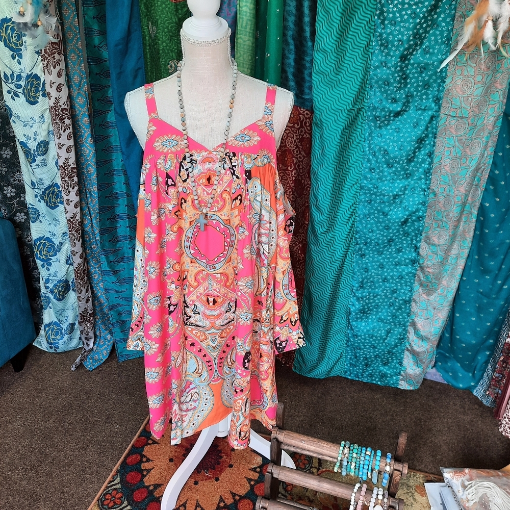 Women's bohemian cold shoulder dress